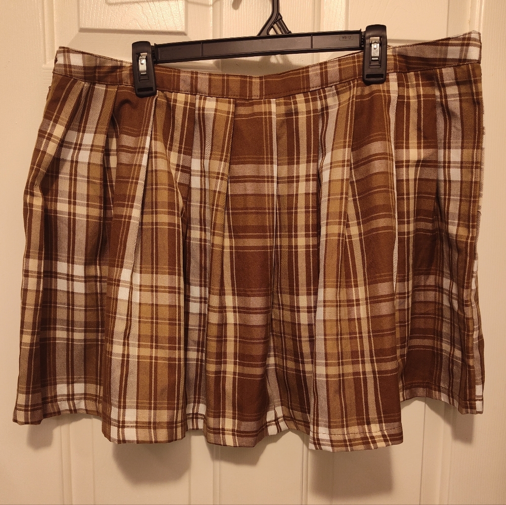 💙 Rue+ Brown Plaid Skirt - Picture 4 of 9